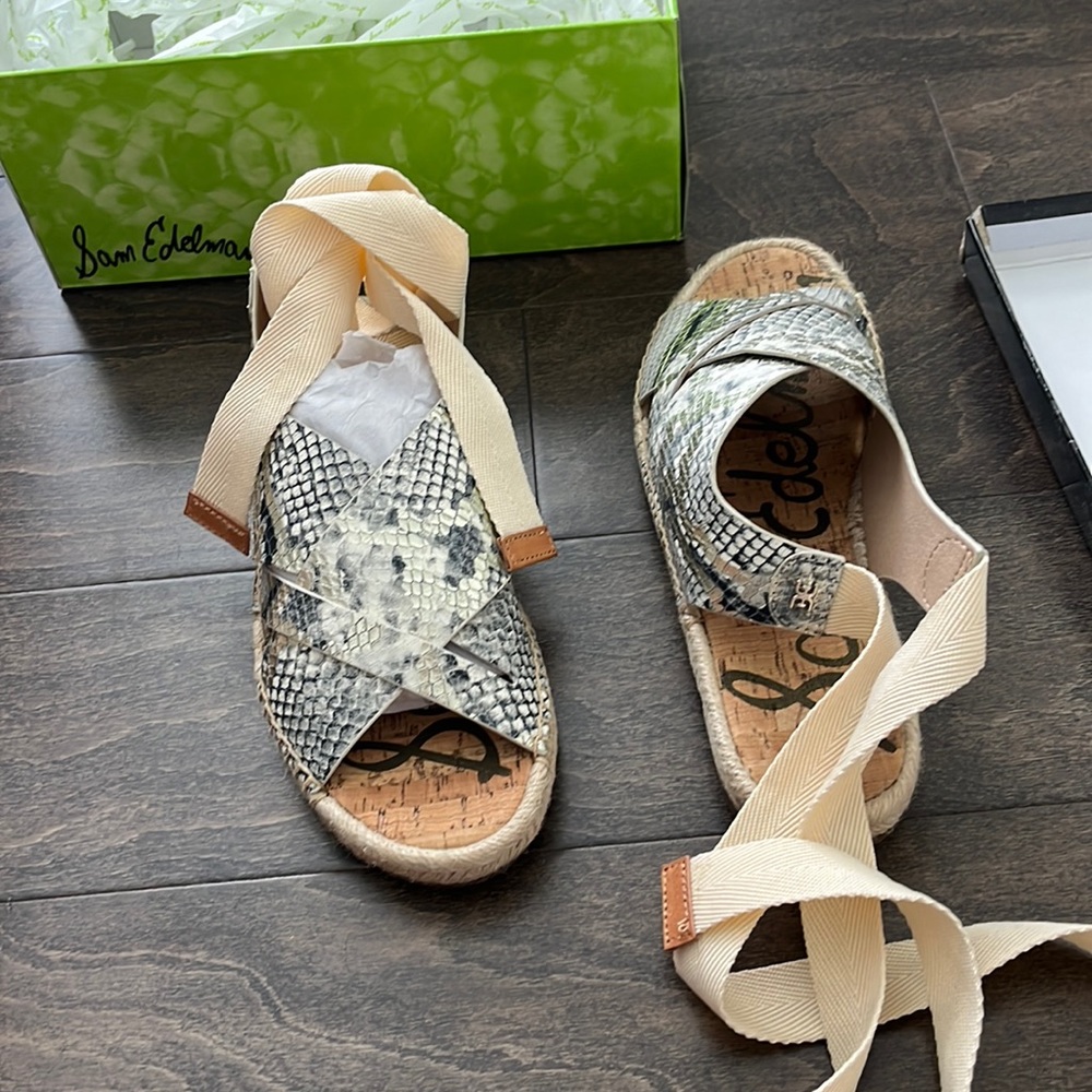 Brand new Sam Edelman snake, print lace up sandal